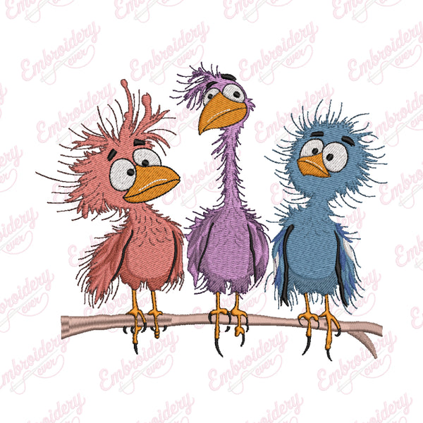 Whimsical Birds Embroidery Design