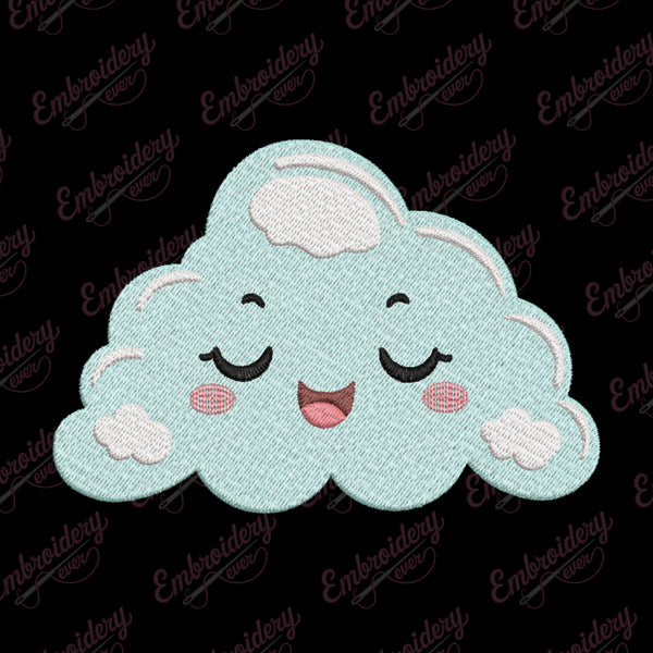 Smiling Pastel Cloud Character Embroidery Design