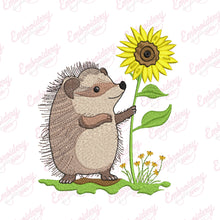 Sweet Garden Hedgehog Sunflower Embroidery Design