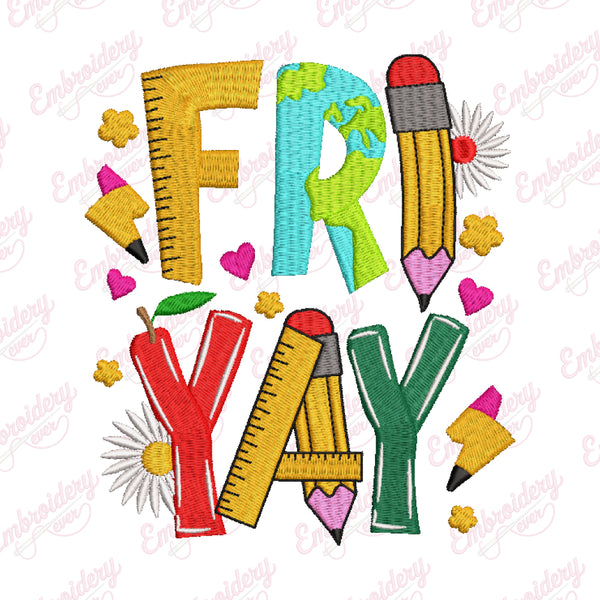Fri Yay Teacher Embroidery Design
