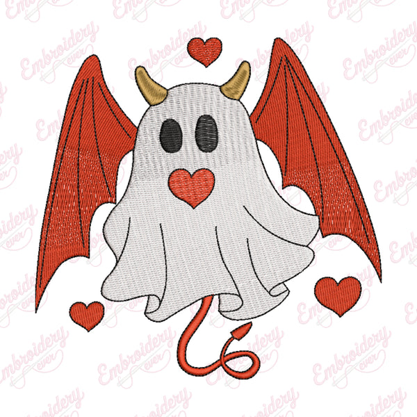 Cute Devil Ghost Halloween Embroidery Design