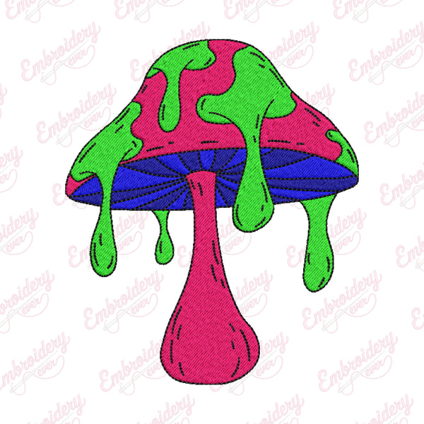 Colorful Mashroom Embroidery Design