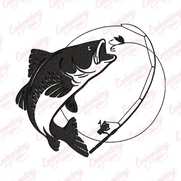 Trout Fishing Embroidery Design