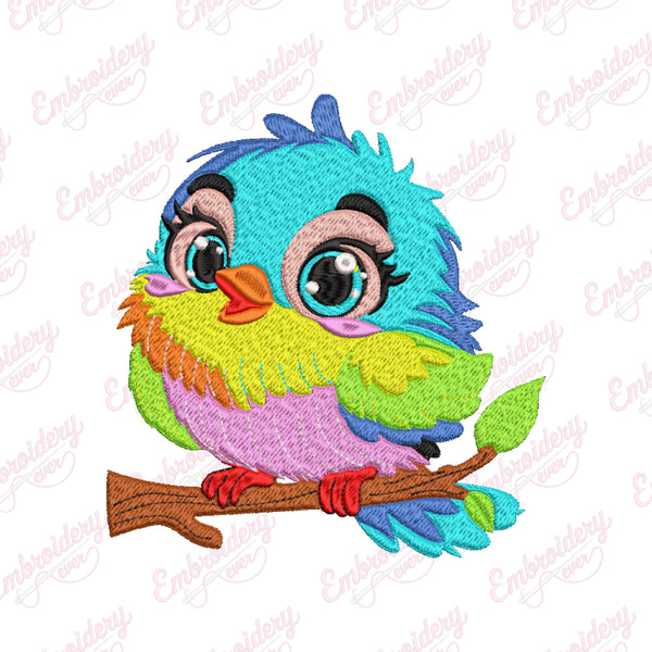 Colorful Titmouse Bird Machine Embroidery Design