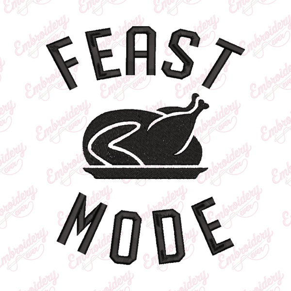 Feast Mode Turkey Dinner Embroidery File