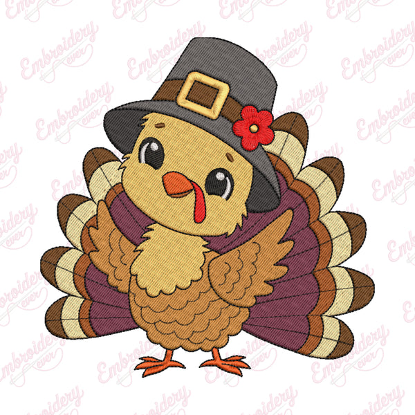 Baby Thanksgiving Turkey Kids Embroidery Design