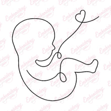 Baby In The Womb Line Art Embroidery Design