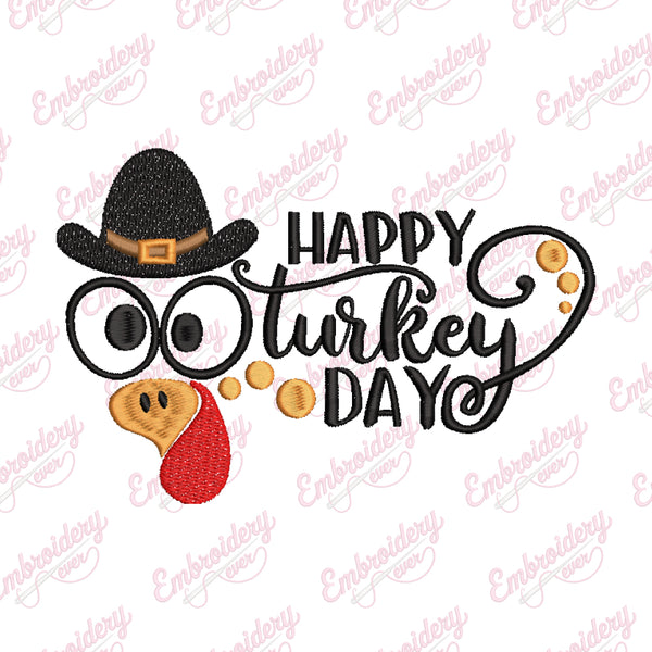 Happy Turkey Day Embroidery Design