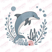 Dolphin With Flowers Embroidery Design