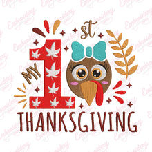 My First Thanksgiving With Turkey Embroidery Design