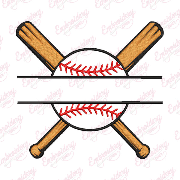 Split Baseball Name Frame Embroidery Design