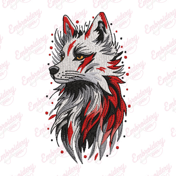 Cute Fox Face Embroidery Design