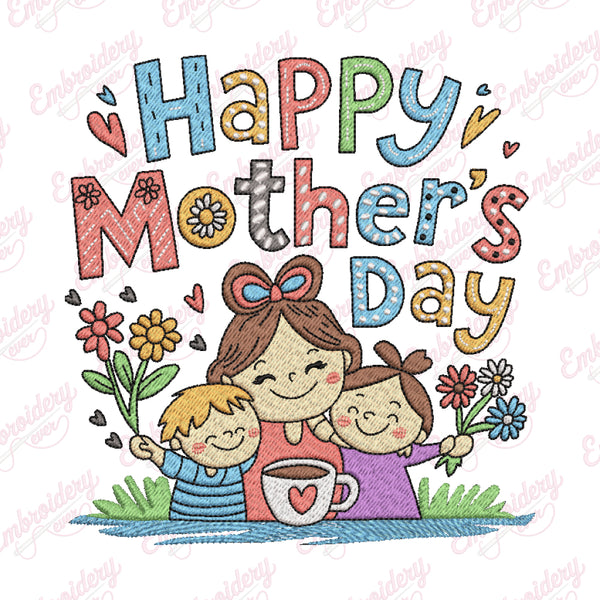 Happy Mother's Day Embroidery Design