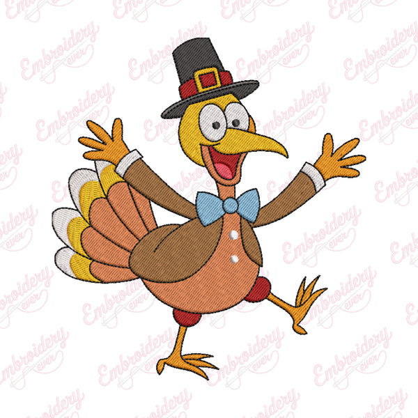 Funny Dancing Turkey Thanksgiving Embroidery Design