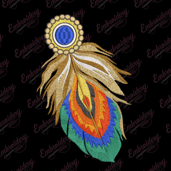 Colorful Feather Embroidery Design