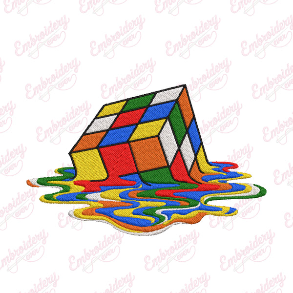 Melting Rubik Cube Machine Embroidery Design