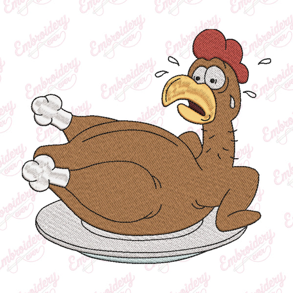 Thanksgiving Turkey Roast Embroidery Design