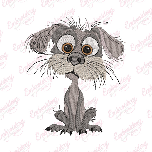 Messy Hair Dog Embroidery Design