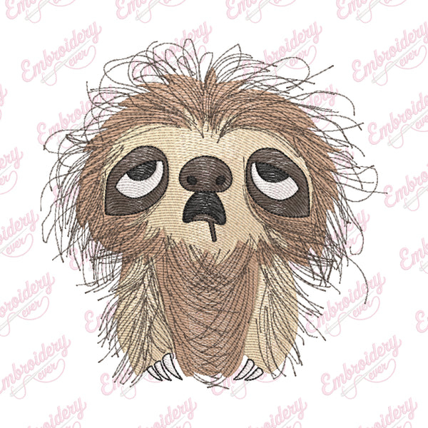 Crazy Sloth Embroidery Design