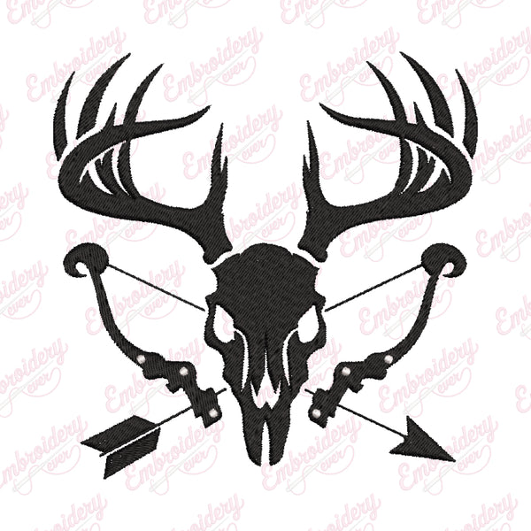 Deer Skull Bow Hunting Embroidery Design