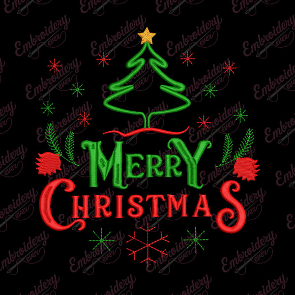 Merry Christmas Wishes Embroidery Design