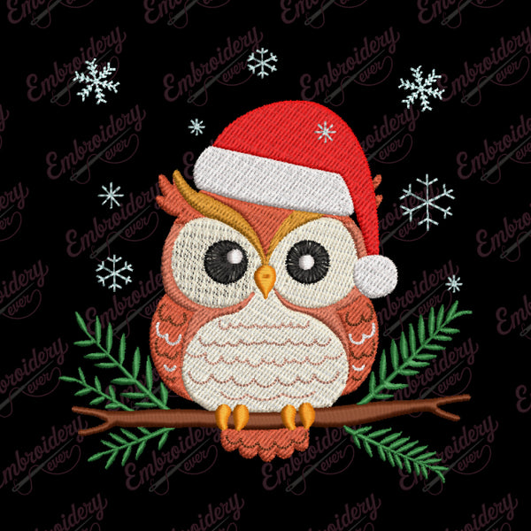 Christmas Snowy Owl Embroidery Design