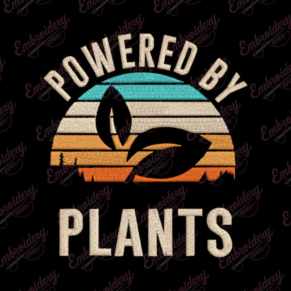Powered By Plants Embroidery Design