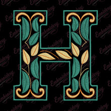 Floral Alphabet Letter H Embroidery Design
