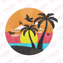 Sunset With Palm Trees Embroidery Design