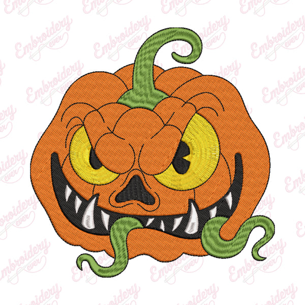 Spooky Halloween Pumpkin Face Embroidery Design