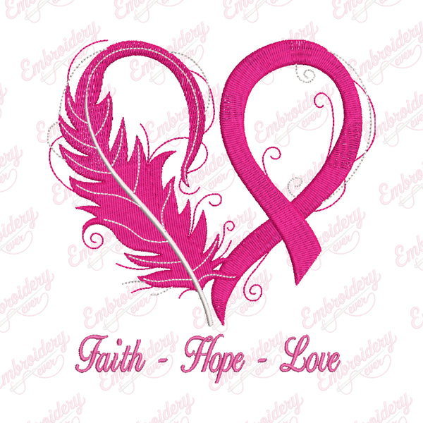 Faith Hope Love Breast Cancer Embroidery File
