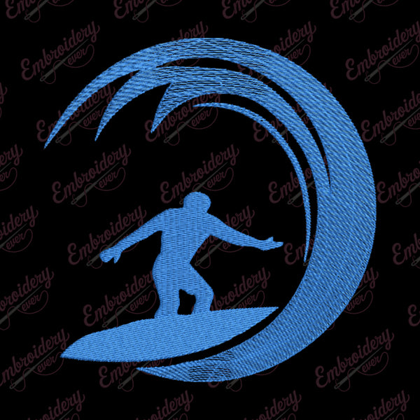Surfing Logo Embroidery Design
