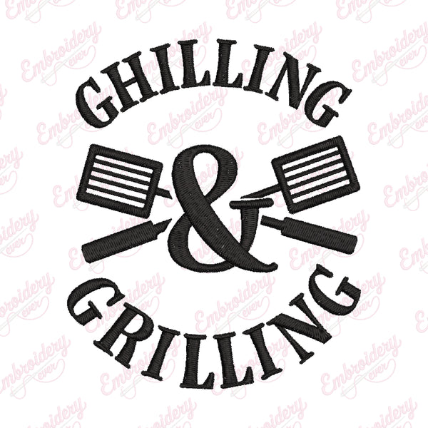 Chilling & Grilling Embroidery Design