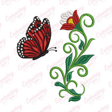 Butterfly Flowers Embroidery Design