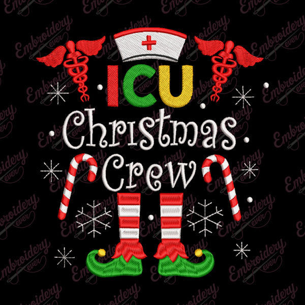ICU Christmas Crew Nurse Elf Embroidery Design