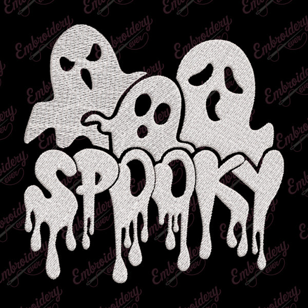 Halloween Spooky Ghost Embroidery Design