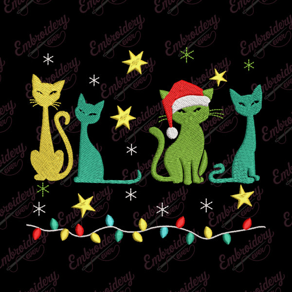 Christmas Kitties Embroidery Design