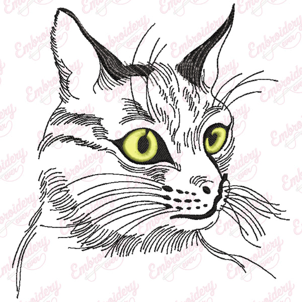 Purrfect Lines Cat Silhouette Embroidery Design
