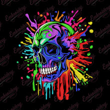 Colorful Skull Face Head Embroidery Design