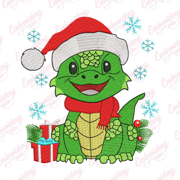 Christmas Dinosaur Delight Embroidery Design