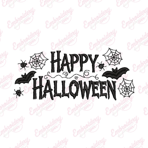 Happy Halloween Text Embroidery Design