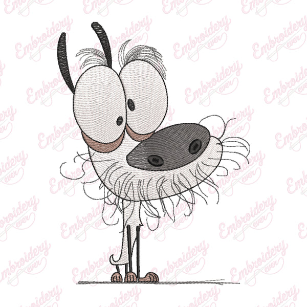 Funny Crazy Dog Embroidery Design