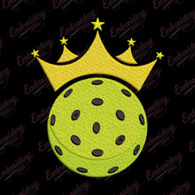 Pickleball With Crown Embroidery Design