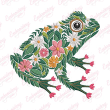 Colorful Botanical Tree Frog Embroidery Design