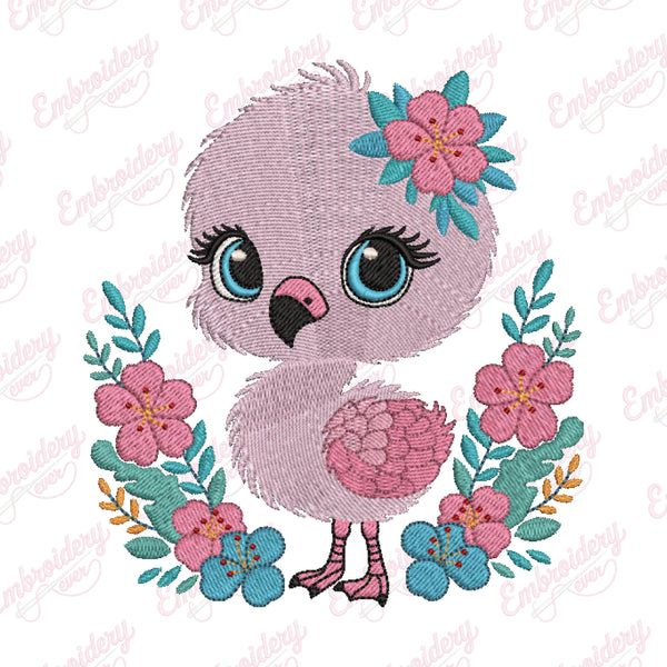 Baby Flamingo Embroidery Design For Kids