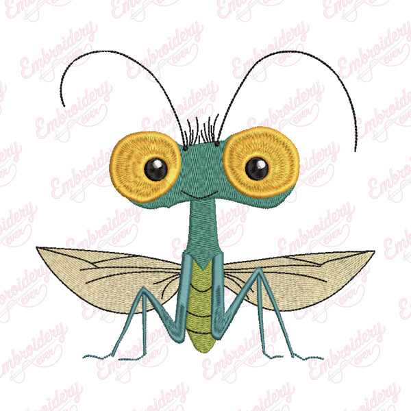 Cute Grasshopper With Big Eyes Embroidery Design