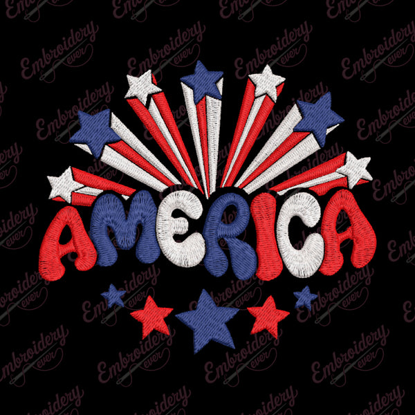 America Stars Digital Machine Embroidery Design