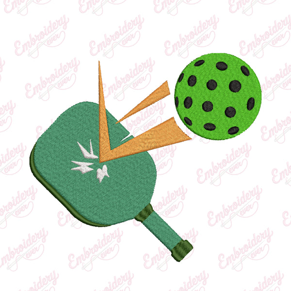 Pickleball And Paddle Embroidery Design