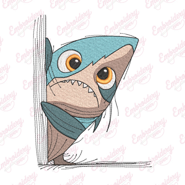 Peeking Shark Embroidery Design