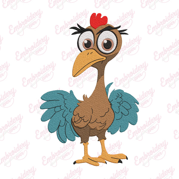 Chicken With Big Brown Eyes Embroidery Design